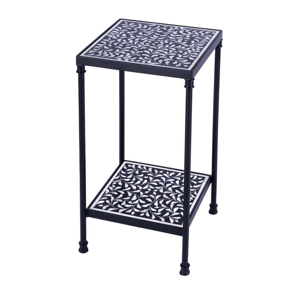 Butler Specialty Company - Lana 11.75 in. W Square Bone Inlay & Metal Side Table, Black/White - 5785318_CLOSEOUT