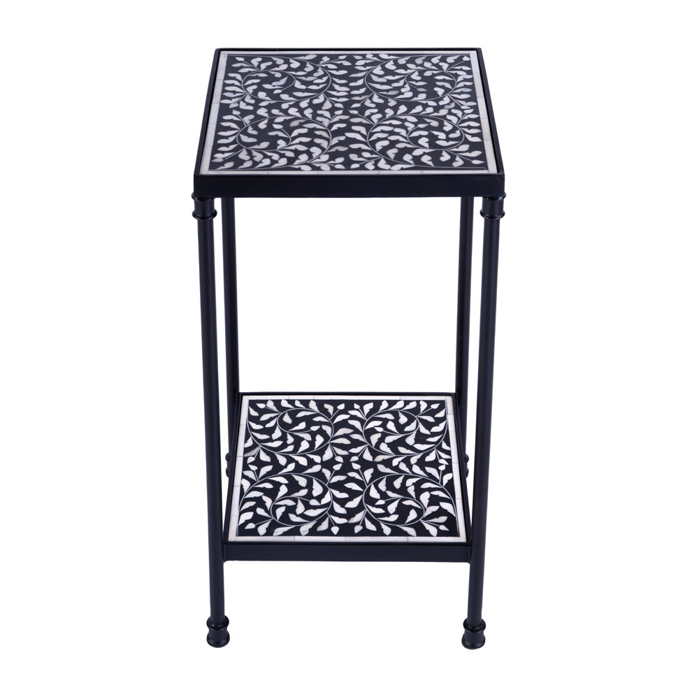 Butler Specialty Company - Lana 11.75 in. W Square Bone Inlay & Metal Side Table, Black/White - 5785318_CLOSEOUT