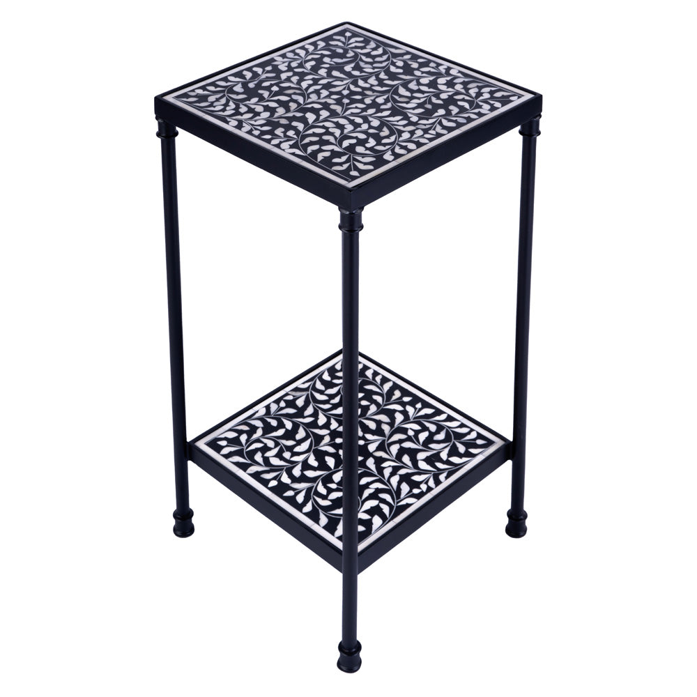 Butler Specialty Company - Lana 11.75 in. W Square Bone Inlay & Metal Side Table, Black/White - 5785318_CLOSEOUT