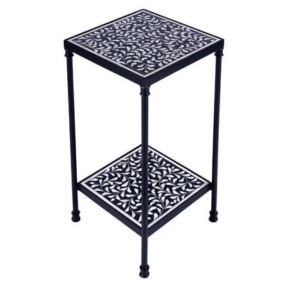 Butler Specialty Company - Lana 11.75 in. W Square Bone Inlay & Metal Side Table, Black/White - 5785318_CLOSEOUT