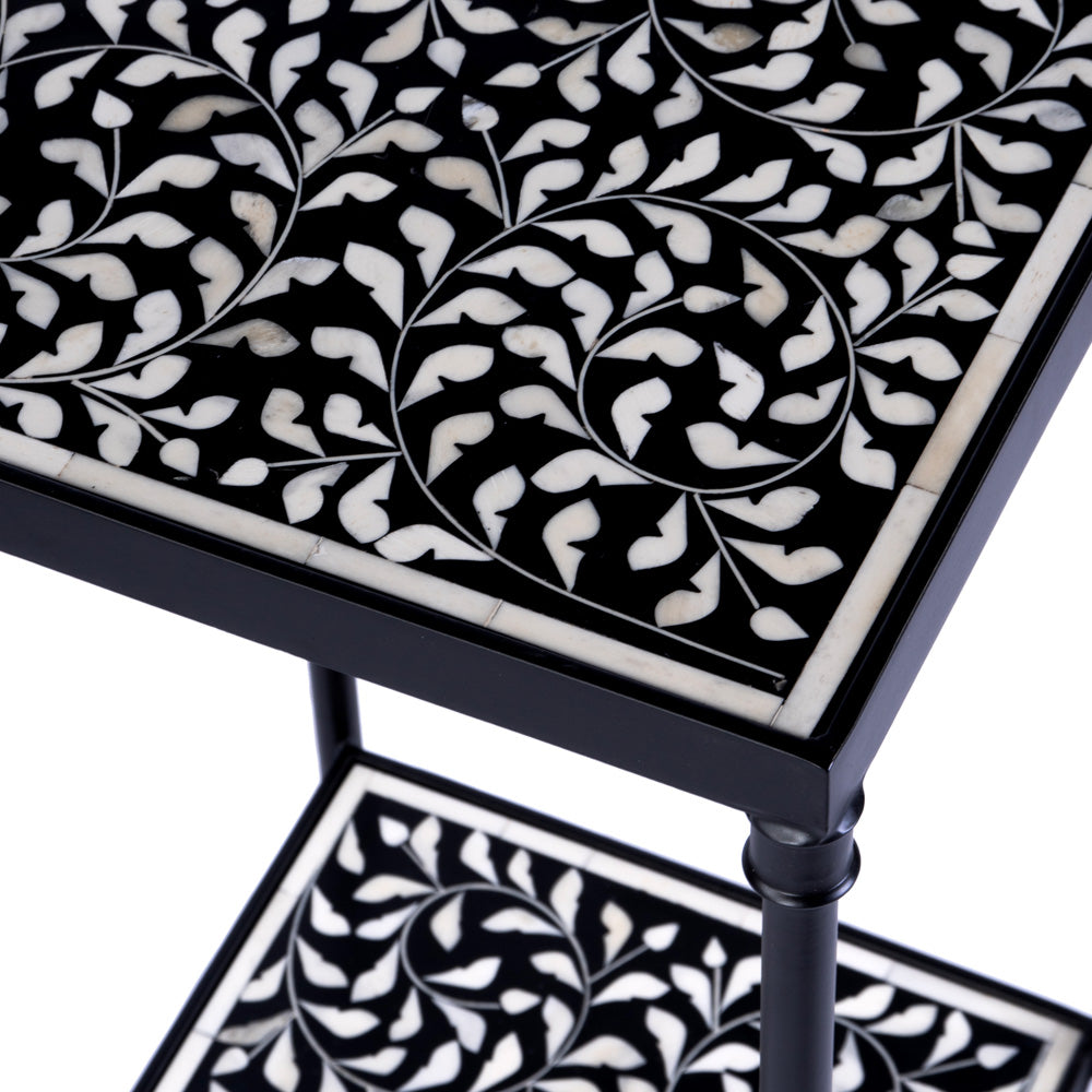 Butler Specialty Company - Lana 11.75 in. W Square Bone Inlay & Metal Side Table, Black/White - 5785318_CLOSEOUT