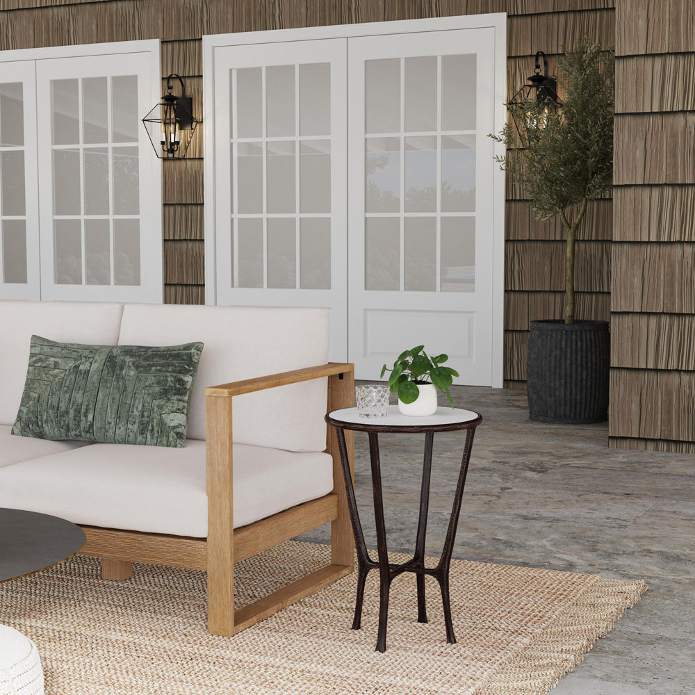 Butler Specialty Company - Lania Outdoor 16 in. W Round Marble & Metal Side Table, Bronze - 4418471