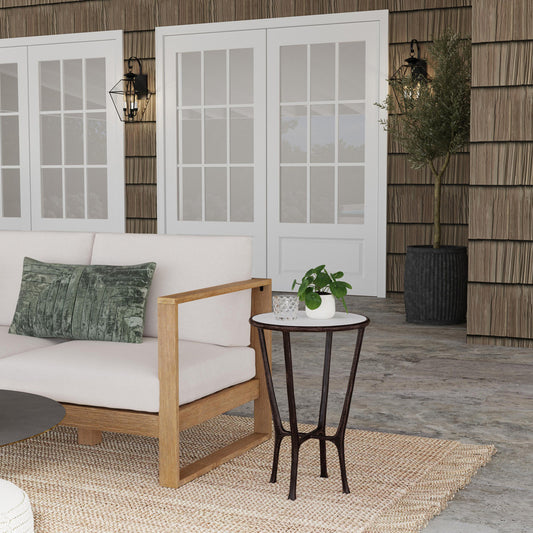 Butler Specialty Company - Lania Outdoor 16 in. W Round Marble & Metal Side Table, Bronze - 4418471
