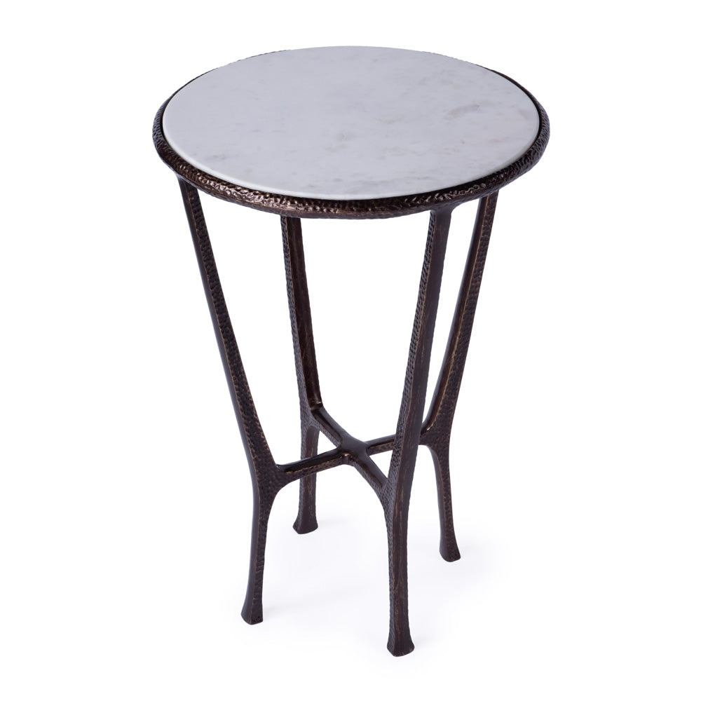 Butler Specialty Company - Lania Outdoor 16 in. W Round Marble & Metal Side Table, Bronze - 4418471