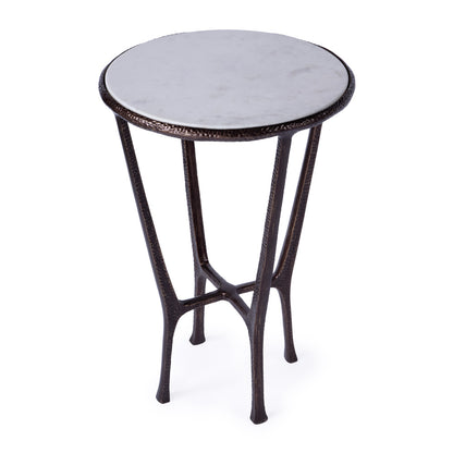 Butler Specialty Company - Lania Outdoor 16 in. W Round Marble & Metal Side Table, Bronze - 4418471