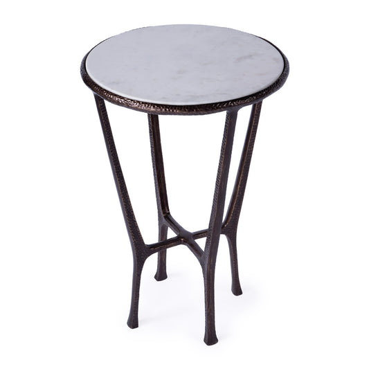 Butler Specialty Company - Lania Outdoor 16 in. W Round Marble & Metal Side Table, Bronze - 4418471