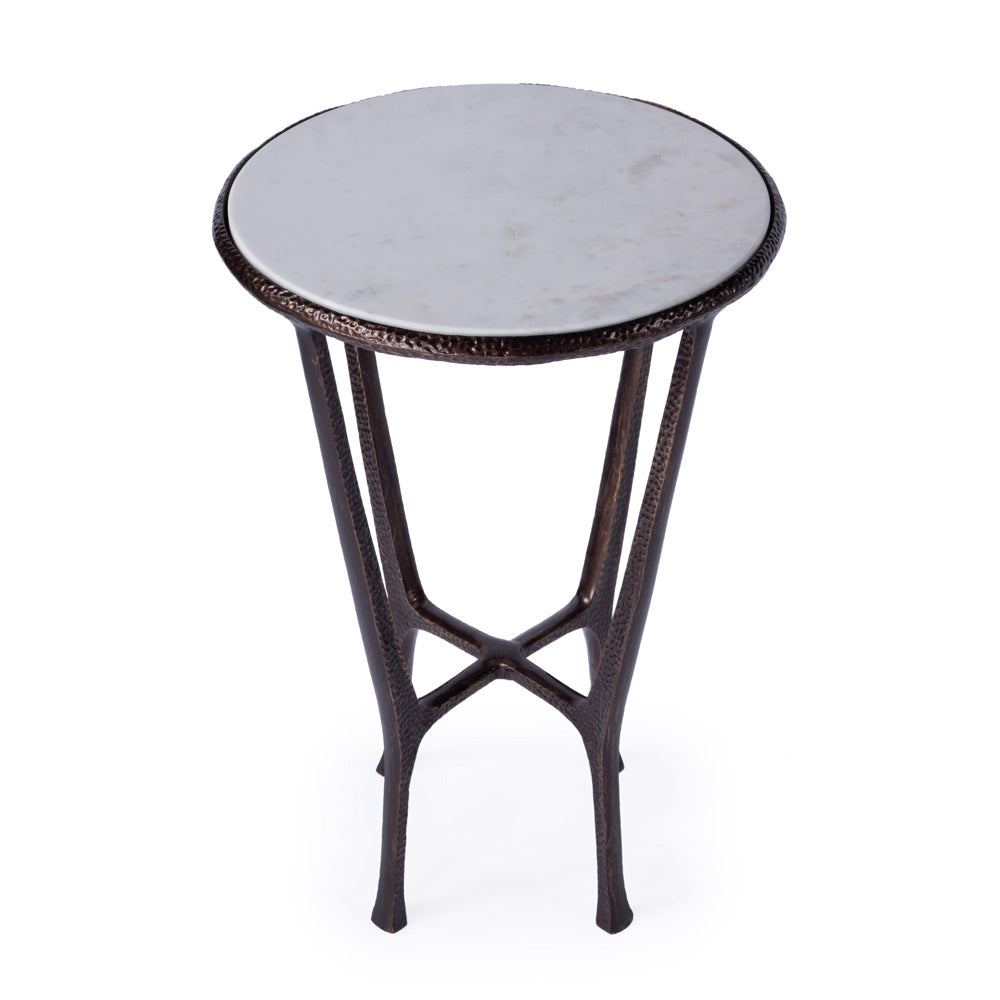 Butler Specialty Company - Lania Outdoor 16 in. W Round Marble & Metal Side Table, Bronze - 4418471
