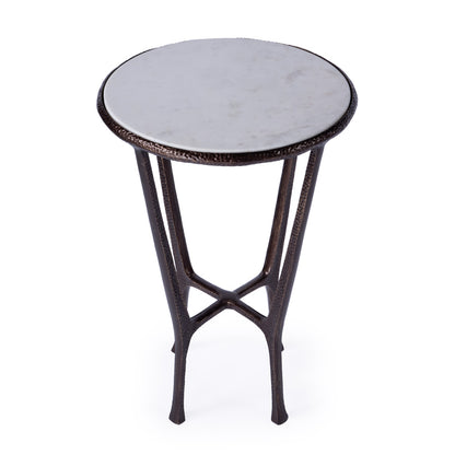Butler Specialty Company - Lania Outdoor 16 in. W Round Marble & Metal Side Table, Bronze - 4418471