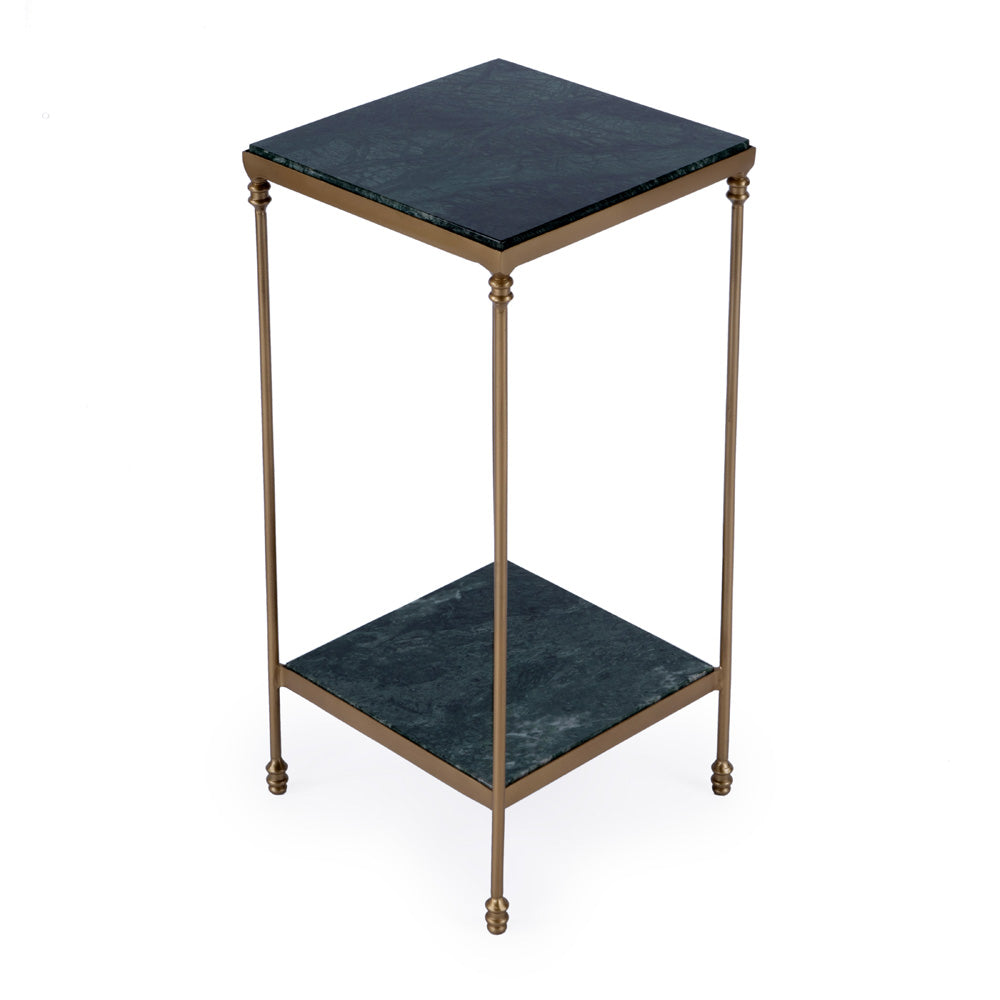 Butler Specialty Company - Larkin 12 in. Square Indoor Marble & Iron Side Table, Green - 3319475