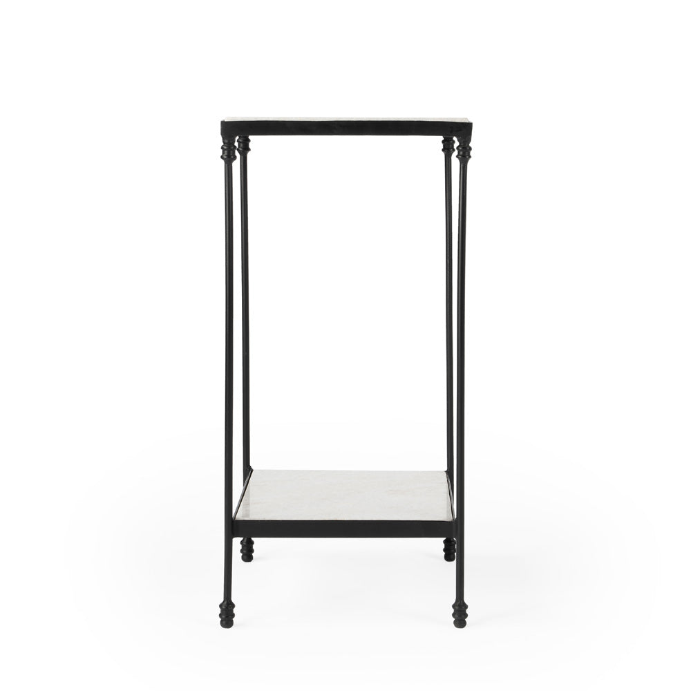 Butler Specialty Company - Larkin 12 in. Square Outdoor Marble & Iron Side Table, Black - 3319437
