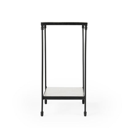 Butler Specialty Company - Larkin 12 in. Square Outdoor Marble & Iron Side Table, Black - 3319437
