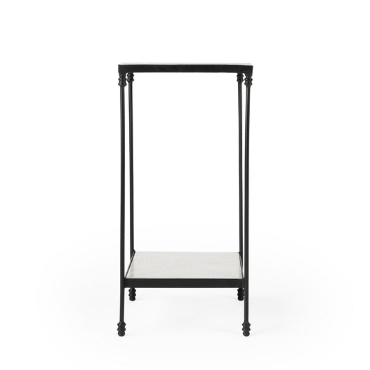 Butler Specialty Company - Larkin 12 in. Square Outdoor Marble & Iron Side Table, Black - 3319437