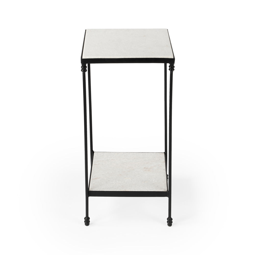 Butler Specialty Company - Larkin 12 in. Square Outdoor Marble & Iron Side Table, Black - 3319437
