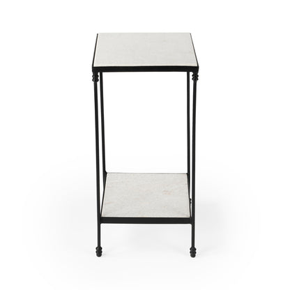 Butler Specialty Company - Larkin 12 in. Square Outdoor Marble & Iron Side Table, Black - 3319437