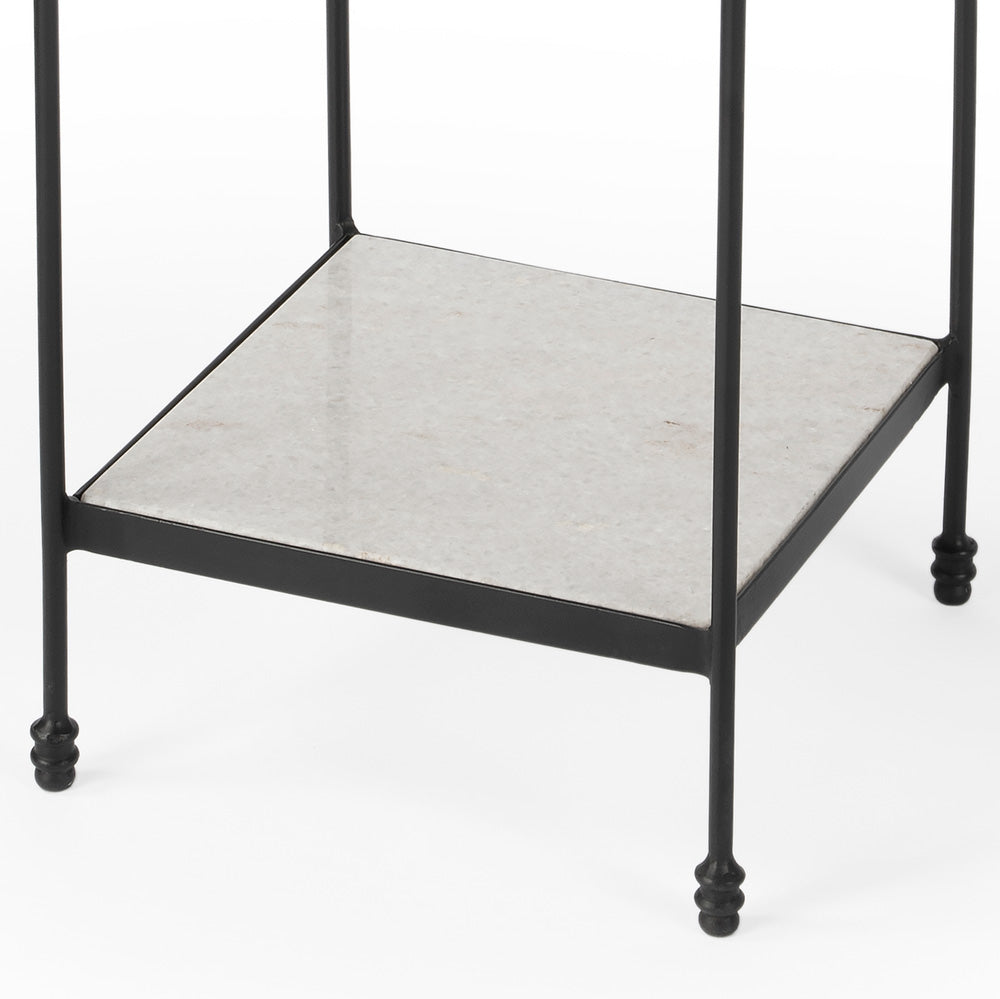 Butler Specialty Company - Larkin 12 in. Square Outdoor Marble & Iron Side Table, Black - 3319437