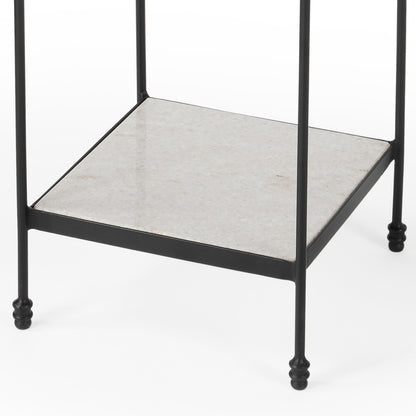 Butler Specialty Company - Larkin 12 in. Square Outdoor Marble & Iron Side Table, Black - 3319437