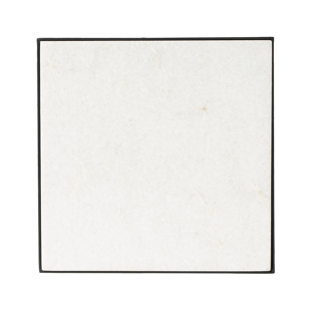 Butler Specialty Company - Larkin 12 in. Square Outdoor Marble & Iron Side Table, Black - 3319437