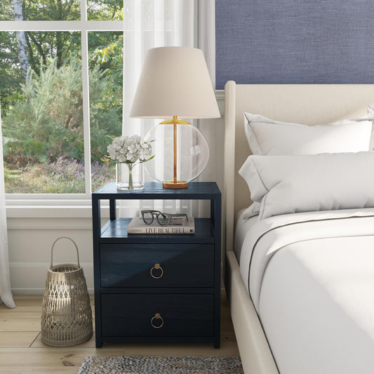 Butler Specialty Company - Lark 21 in. W Rectangular Wood 2 Drawer Nightstand, Navy Blue - 5526291