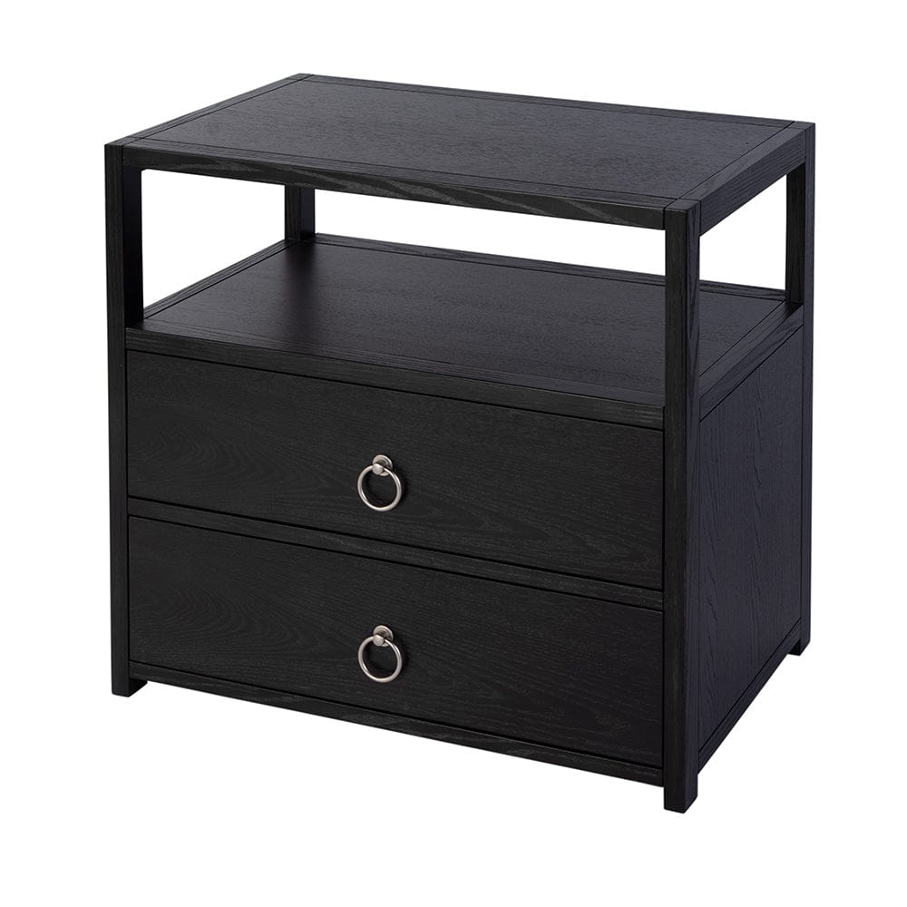 Butler Specialty Company - Lark 28 in. W Rectangular Wood 2 Drawer Wide Nightstand w Open Shelf, Black - 5670432 View 1
