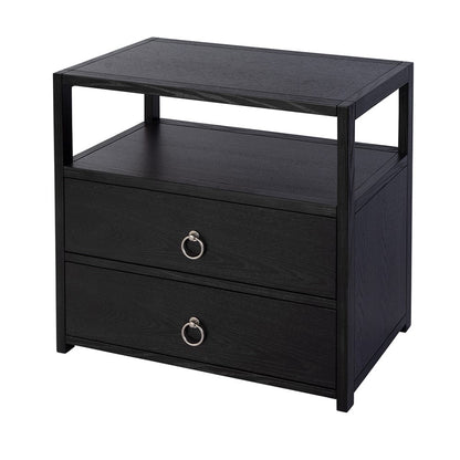 Butler Specialty Company - Lark 28 in. W Rectangular Wood 2 Drawer Wide Nightstand w Open Shelf, Black - 5670432 View 1