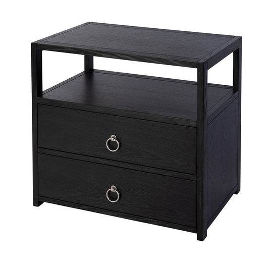 Butler Specialty Company - Lark 28 in. W Rectangular Wood 2 Drawer Wide Nightstand w Open Shelf, Black - 5670432 View 1