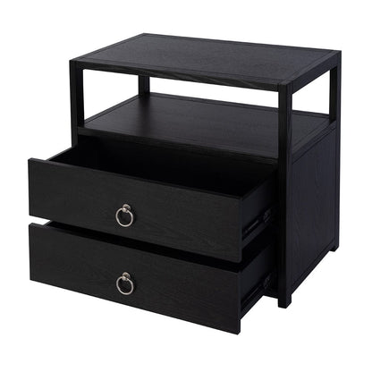 Butler Specialty Company - Lark 28 in. W Rectangular Wood 2 Drawer Wide Nightstand w Open Shelf, Black - 5670432 View 2