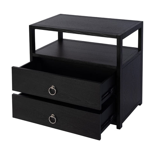 Butler Specialty Company - Lark 28 in. W Rectangular Wood 2 Drawer Wide Nightstand w Open Shelf, Black - 5670432 View 2