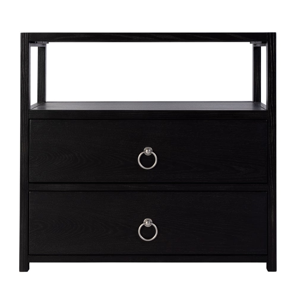 Butler Specialty Company - Lark 28 in. W Rectangular Wood 2 Drawer Wide Nightstand w Open Shelf, Black - 5670432 View 3