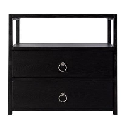 Butler Specialty Company - Lark 28 in. W Rectangular Wood 2 Drawer Wide Nightstand w Open Shelf, Black - 5670432 View 3
