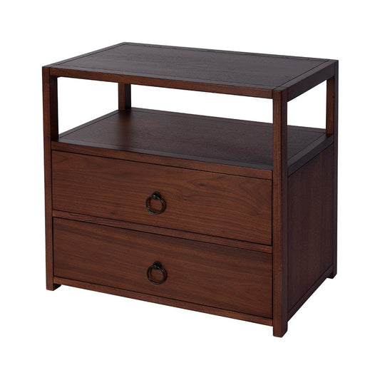 Butler Specialty Company - Lark 28 in. W Rectangular Wood 2 Drawer Wide Nightstand w Open Shelf, Medium Brown - 5670489 View 1