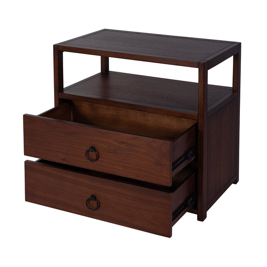 Butler Specialty Company - Lark 28 in. W Rectangular Wood 2 Drawer Wide Nightstand w Open Shelf, Medium Brown - 5670489 View 2