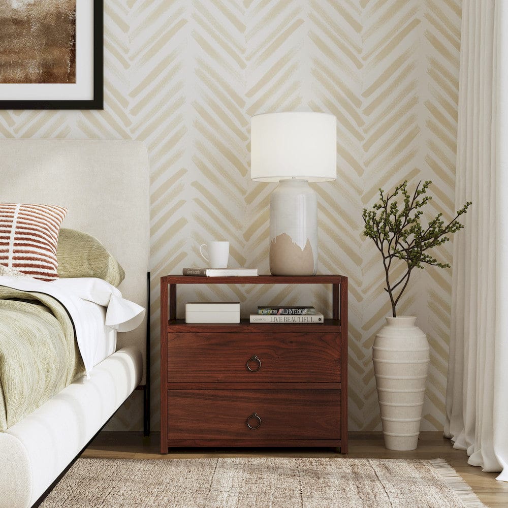 Butler Specialty Company - Lark 28 in. W Rectangular Wood 2 Drawer Wide Nightstand w Open Shelf, Medium Brown - 5670489 view 6