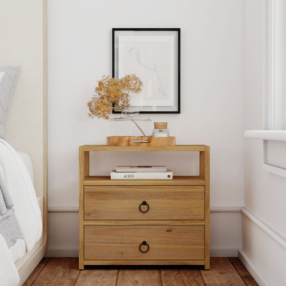Butler Specialty Company - Lark 28 in. W Rectangular Wood 2 Drawer Nightstand, Light Brown - 5670312