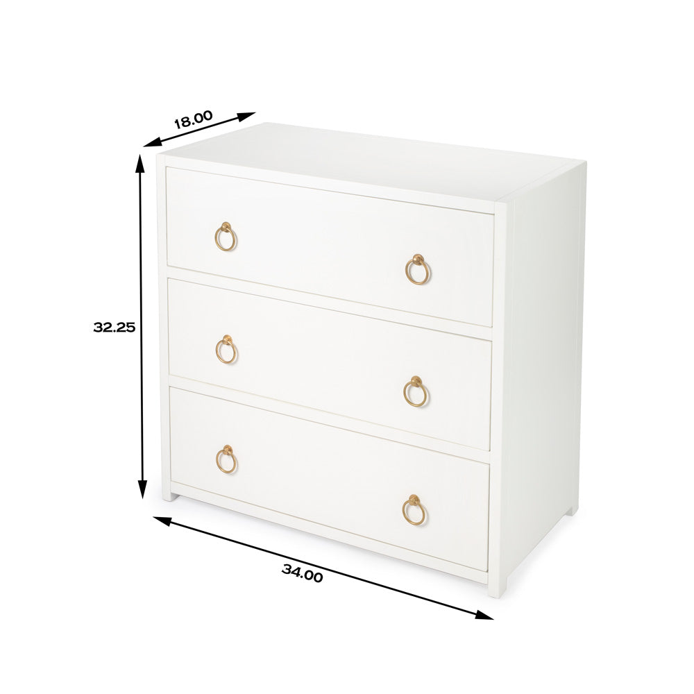 Butler Specialty Company - Lark 34 in. W Rectangular Wood 3 Drawer Dresser, White - 5392304