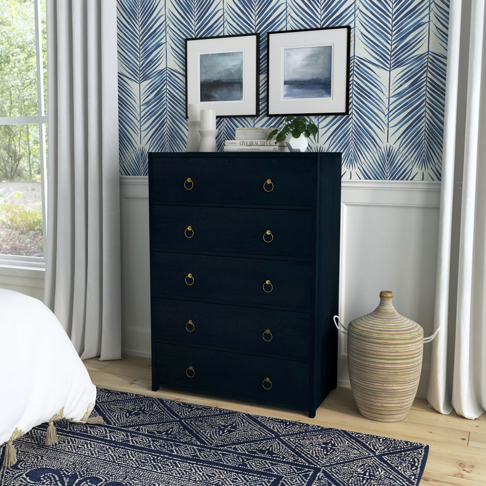 Butler Specialty Company - Lark 36 in. W Rectangular Wood 5 Drawer Dresser, Navy Blue - 5672291