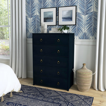 Butler Specialty Company - Lark 36 in. W Rectangular Wood 5 Drawer Dresser, Navy Blue - 5672291