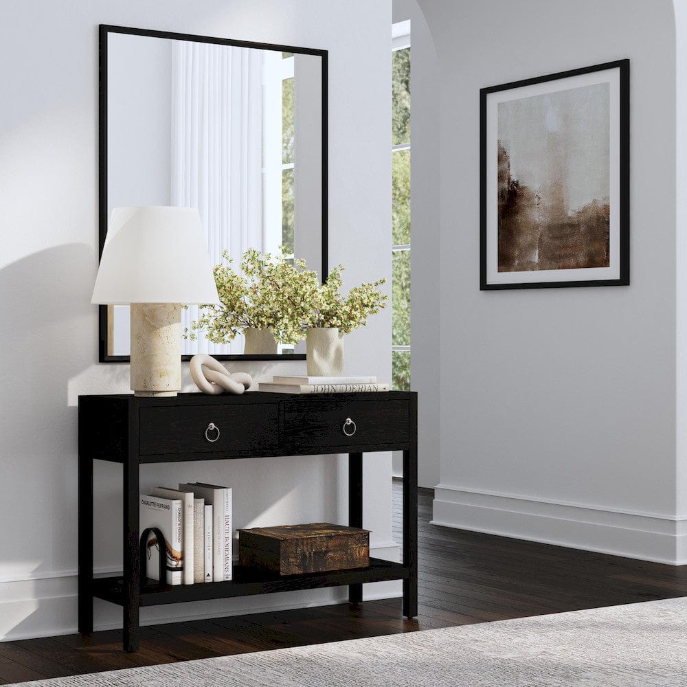 Butler Specialty Company - Lark 44 in. W Rectangular Wood 2 Drawer Console Table w Lower Open Shelf, Black - 5676432 view 6