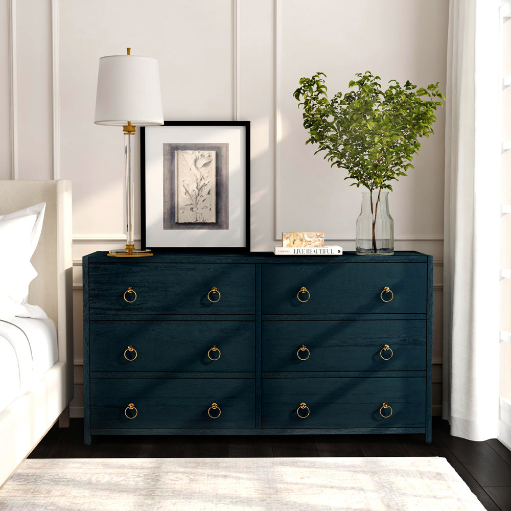 Butler Specialty Company - Lark 60 in. W Rectangular Wood 6 Drawer Dresser, Navy Blue - 5525291