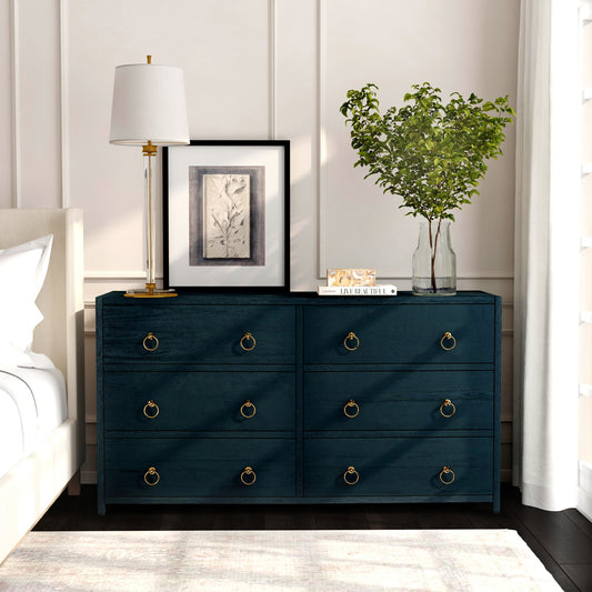 Butler Specialty Company - Lark 60 in. W Rectangular Wood 6 Drawer Dresser, Navy Blue - 5525291