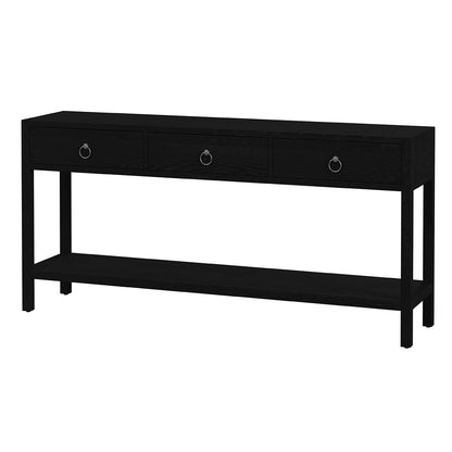 Butler Specialty Company - Lark 65 in. W Rectangular Wood 3 Drawer Console Table w Lower Open Shelf, Black - 5701432 View 1