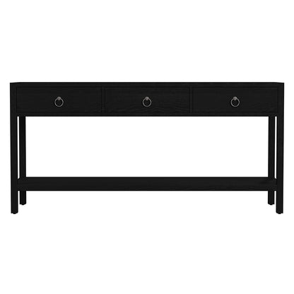 Butler Specialty Company - Lark 65 in. W Rectangular Wood 3 Drawer Console Table w Lower Open Shelf, Black - 5701432 View 2