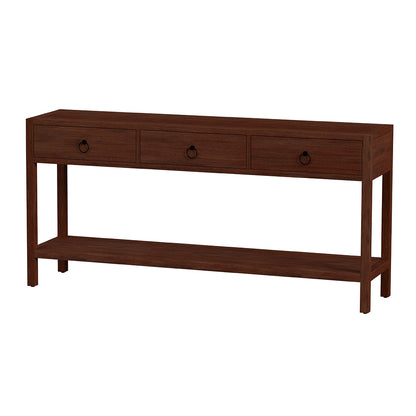 Butler Specialty Company - Lark 65 in. W Rectangular Wood 3 Drawer Console Table w Lower Open Shelf, Medium Brown - 5701489 View 1