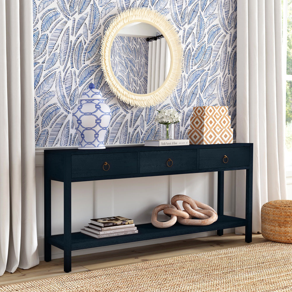 Butler Specialty Company - Lark 65 in. W Rectangular Wood 3 Drawer Console Table, Navy Blue - 5701291