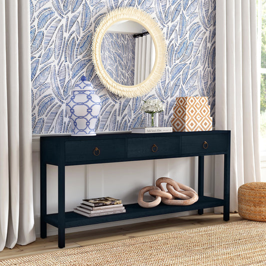 Butler Specialty Company - Lark 65 in. W Rectangular Wood 3 Drawer Console Table, Navy Blue - 5701291