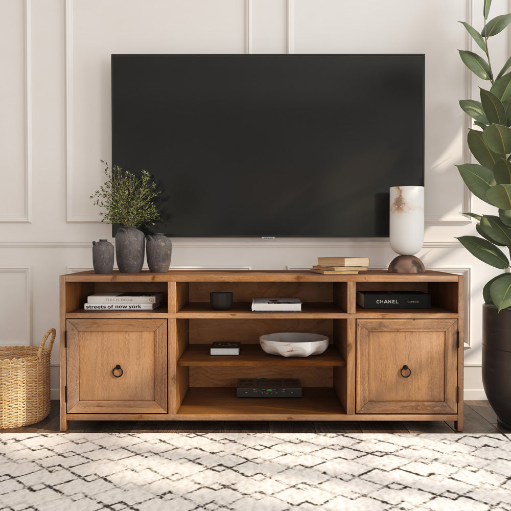 Butler Specialty Company - Lark 65 in. W Rectangular Wood TV Stand with Storage, Light Brown - 5524312