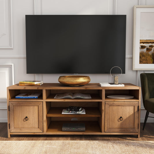 Butler Specialty Company - Lark 65 in. W Rectangular Wood TV Stand with Storage, Light Brown - 5524312