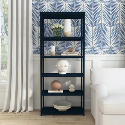 Butler Specialty Company - Lark 75 in. H x 30 in. W Wood 5 Tier Etagere Bookcase, Navy Blue - 5702291