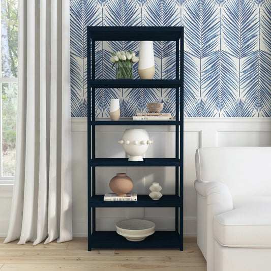 Butler Specialty Company - Lark 75 in. H x 30 in. W Wood 5 Tier Etagere Bookcase, Navy Blue - 5702291