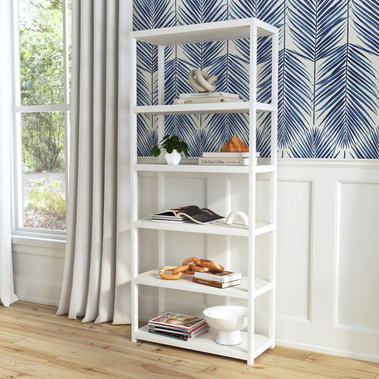 Butler Specialty Company - Lark 75 in. H x 30 in. W Wood 5 Tier Etagere Bookcase, White - 5702304