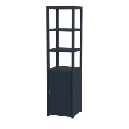 Butler Specialty Company - Lark 70 in. H x 18 in. W Wood 3 Tier 1 Door Narrow Etagere Bookcase, Navy Blue - 5565291